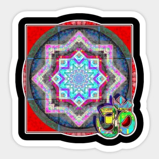 Disk Mandala Green Om Sticker